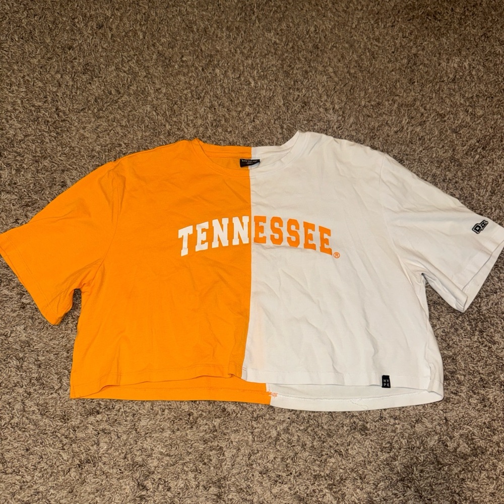 Tennessee Split Color Crop Top